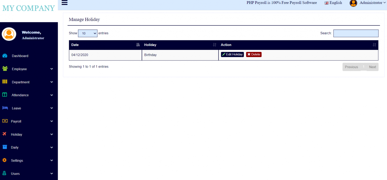 Holiday Management Software
